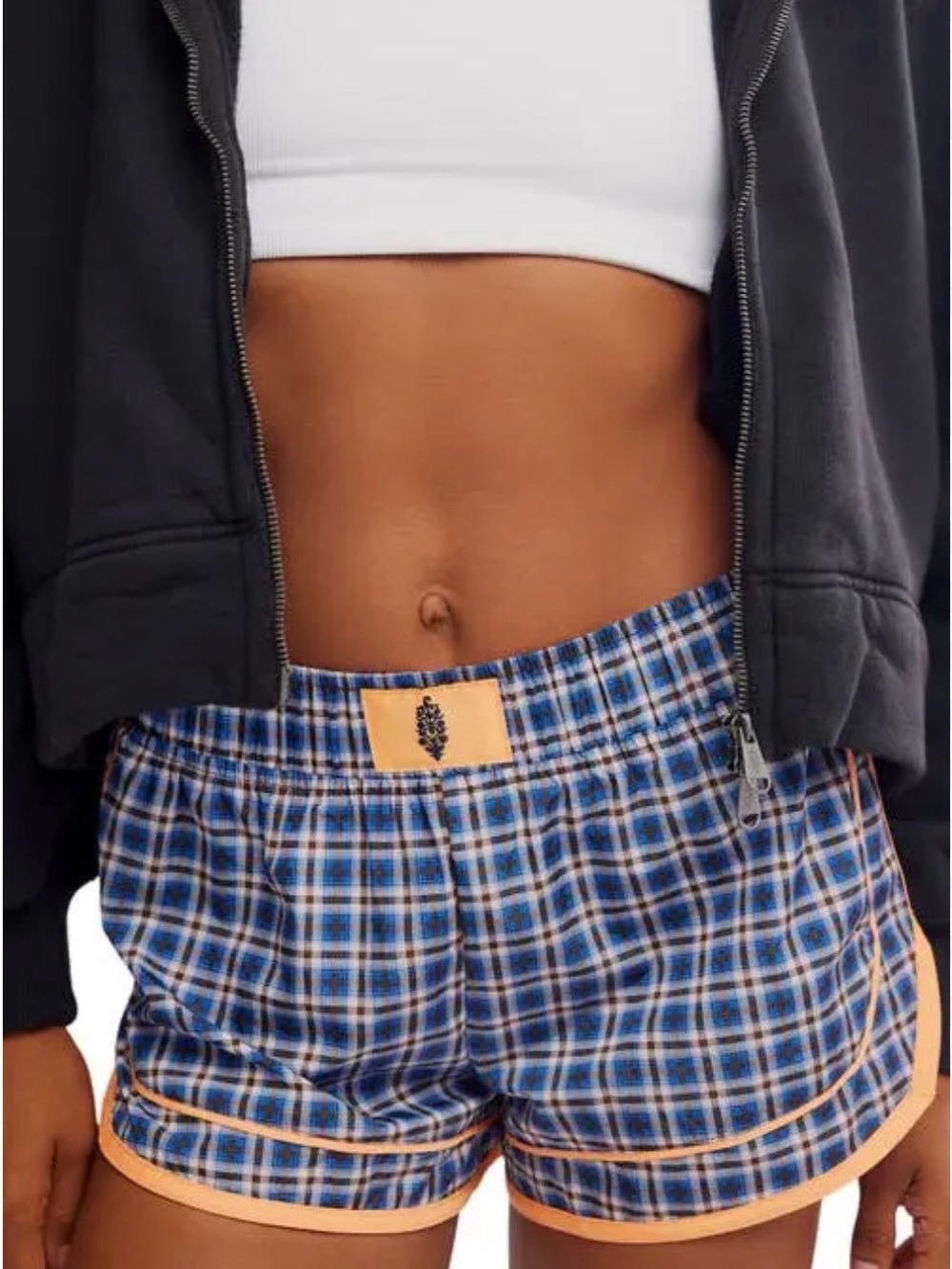 Free People Varsity Blues Shorts in Plaid Neon